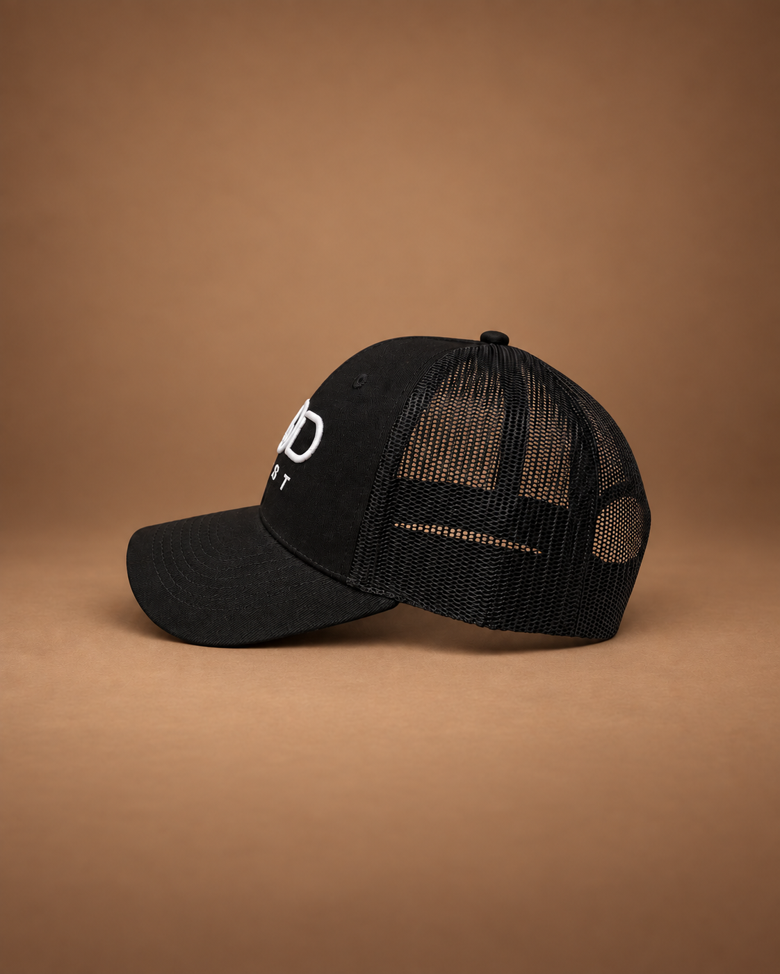 GOD F1RST embroidered snapback trucker hat with curved brim